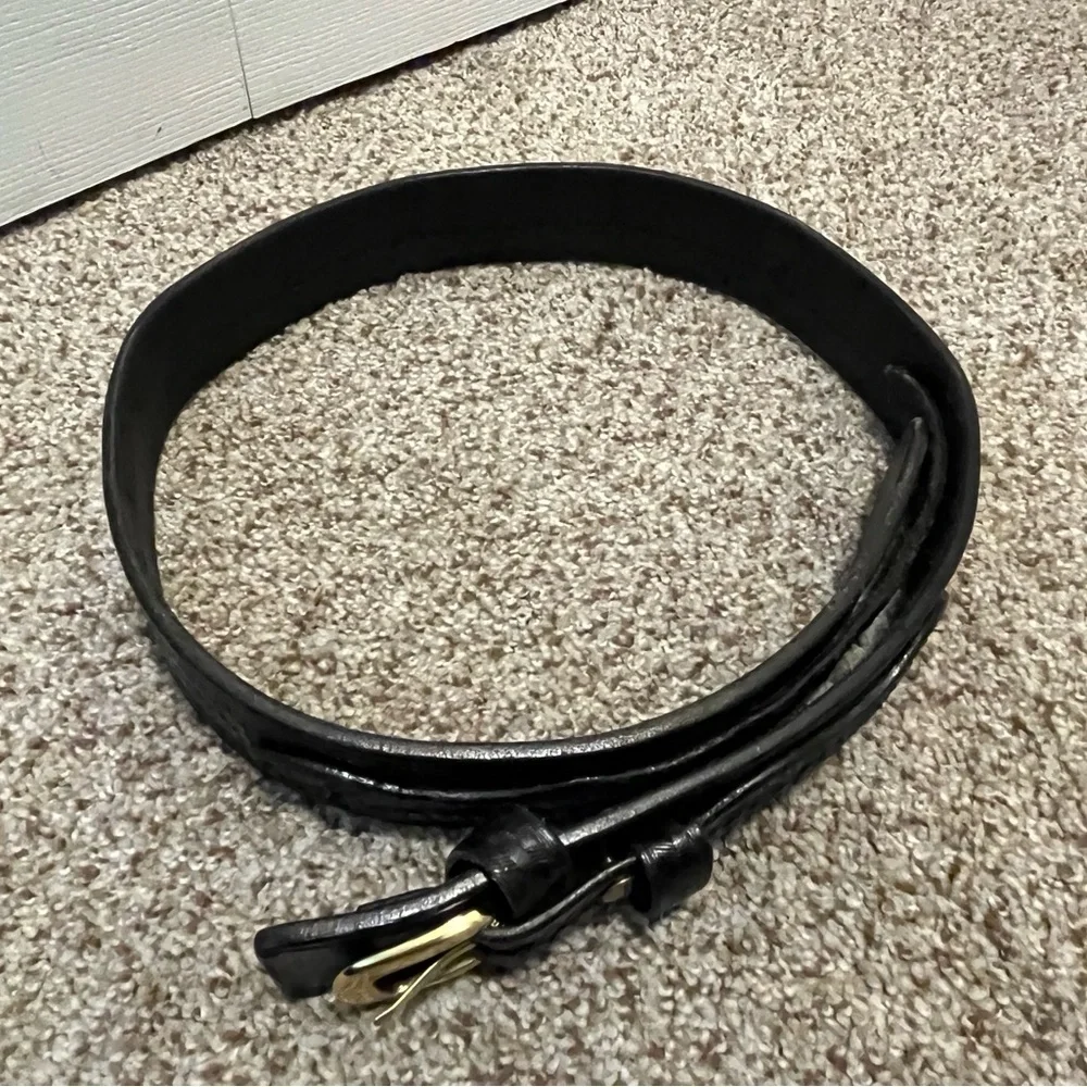 Triple K Black Leather Belt with Gold Buckle
